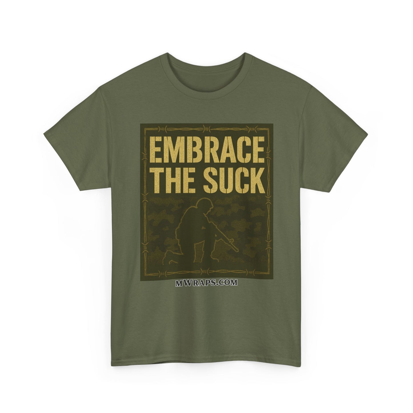 "Embrace The Suck" Military T-Shirt – Tactical Camo Graphic Tee for Veterans & Soldiers