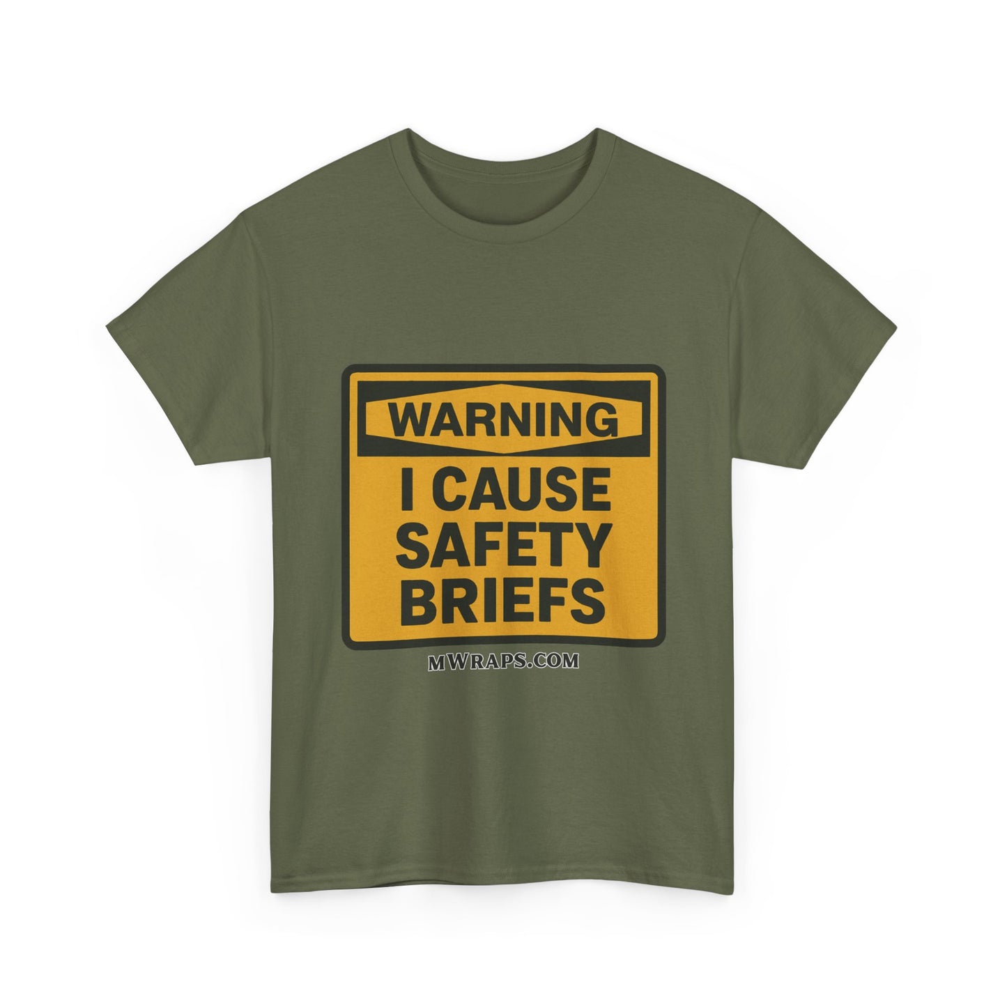 "WARNING I Cause Safety Briefs" T-Shirt Workplace Humor Style Graphic Tee for Men & Women