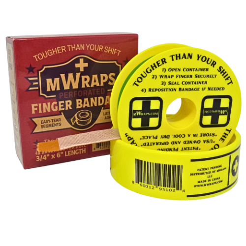Mwraps ™: Finger Bandages on a Roll – 48 Durable, Extra Long , Latex-Free for Tradesmen & Work