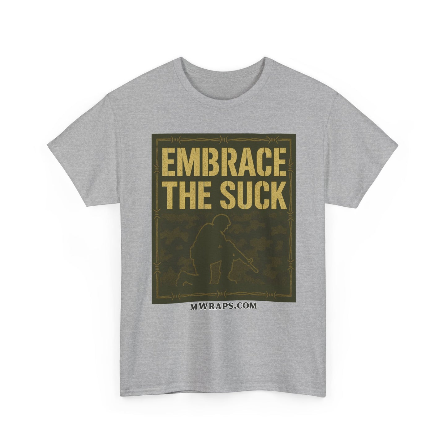 "Embrace The Suck" Military T-Shirt – Tactical Camo Graphic Tee for Veterans & Soldiers