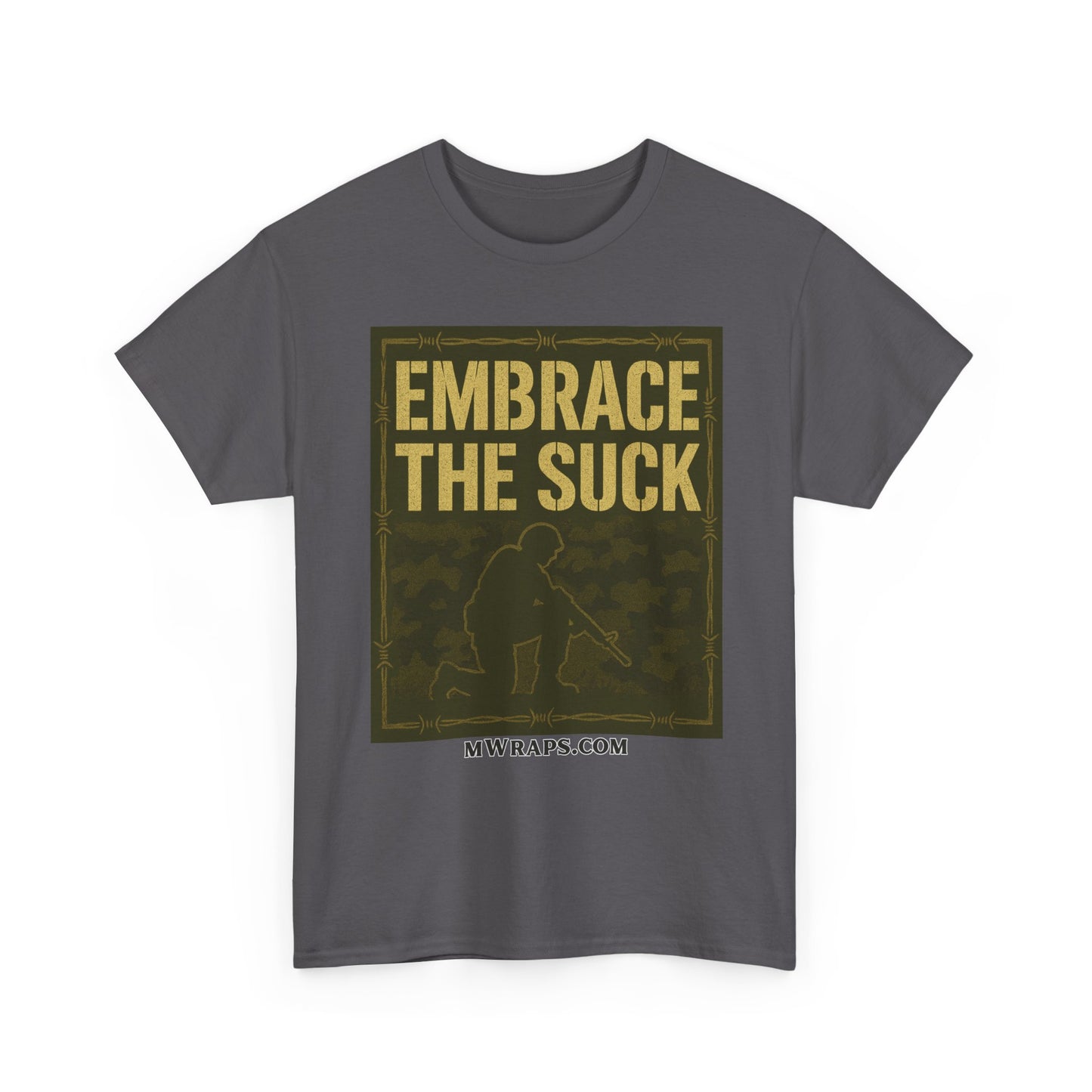 "Embrace The Suck" Military T-Shirt – Tactical Camo Graphic Tee for Veterans & Soldiers