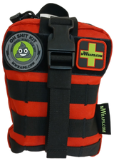 Red and black striped bag with a strap, featuring 'Oh Shit Kit' and 'MyWraps.com' logos.