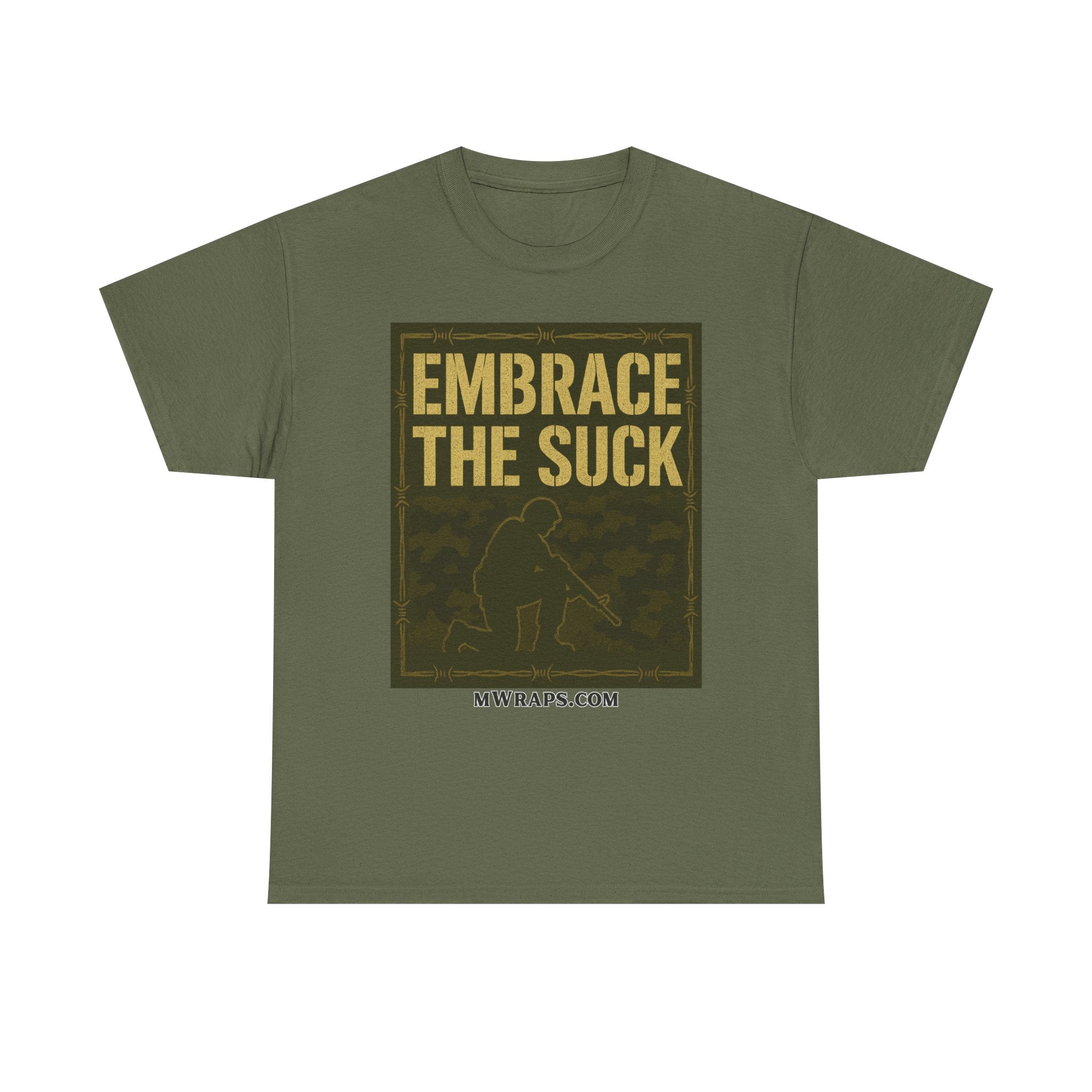 "Embrace The Suck" Military T-Shirt – Tactical Camo Graphic Tee for Veterans & Soldiers