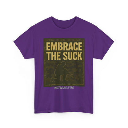 "Embrace The Suck" Military T-Shirt – Tactical Camo Graphic Tee for Veterans & Soldiers