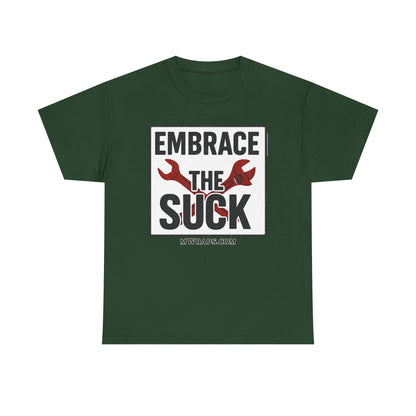 "Embrace The Suck" Mechanic T-Shirt – Motivational Workwear Tee with Wrench Graphic