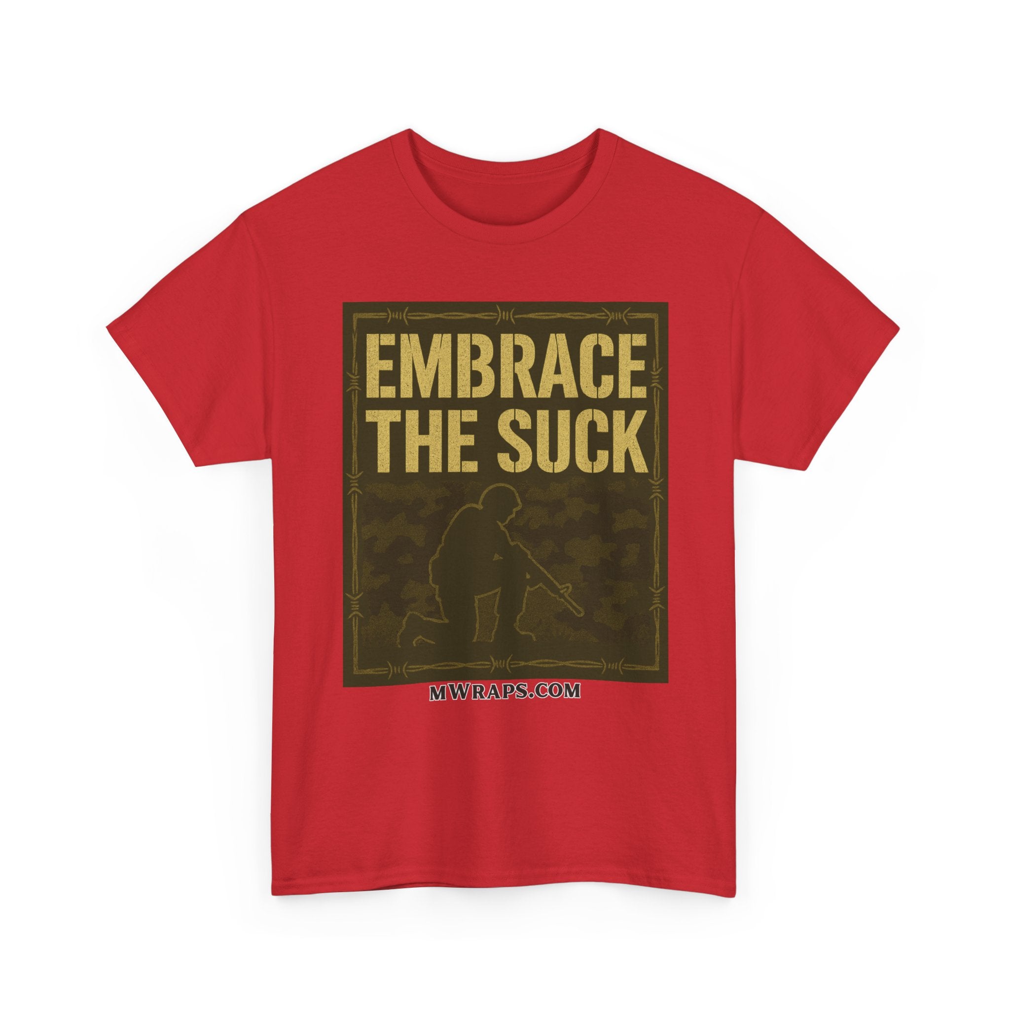 "Embrace The Suck" Military T-Shirt – Tactical Camo Graphic Tee for Veterans & Soldiers