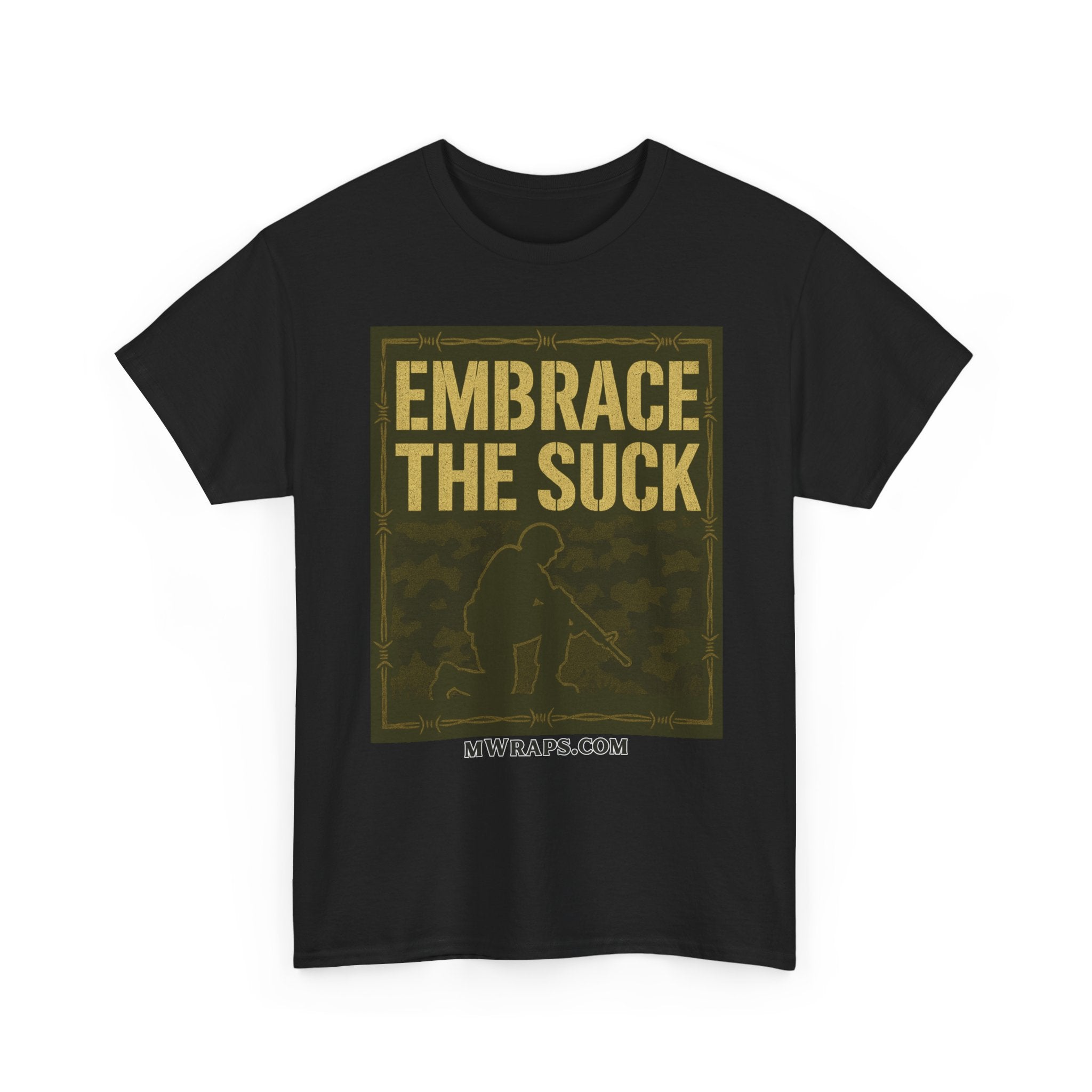 "Embrace The Suck" Military T-Shirt – Tactical Camo Graphic Tee for Veterans & Soldiers