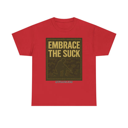 "Embrace The Suck" Military T-Shirt – Tactical Camo Graphic Tee for Veterans & Soldiers