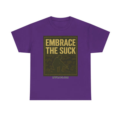 "Embrace The Suck" Military T-Shirt – Tactical Camo Graphic Tee for Veterans & Soldiers