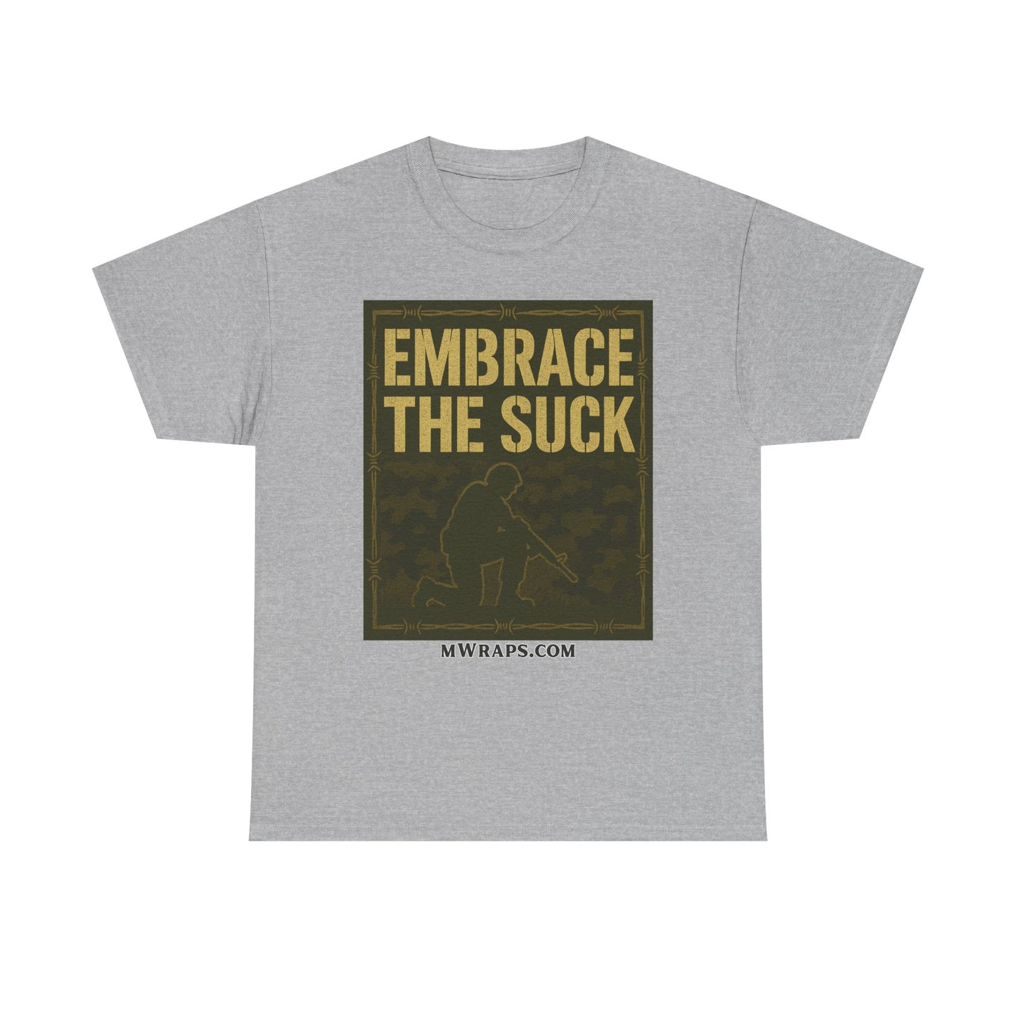 "Embrace The Suck" Military T-Shirt – Tactical Camo Graphic Tee for Veterans & Soldiers