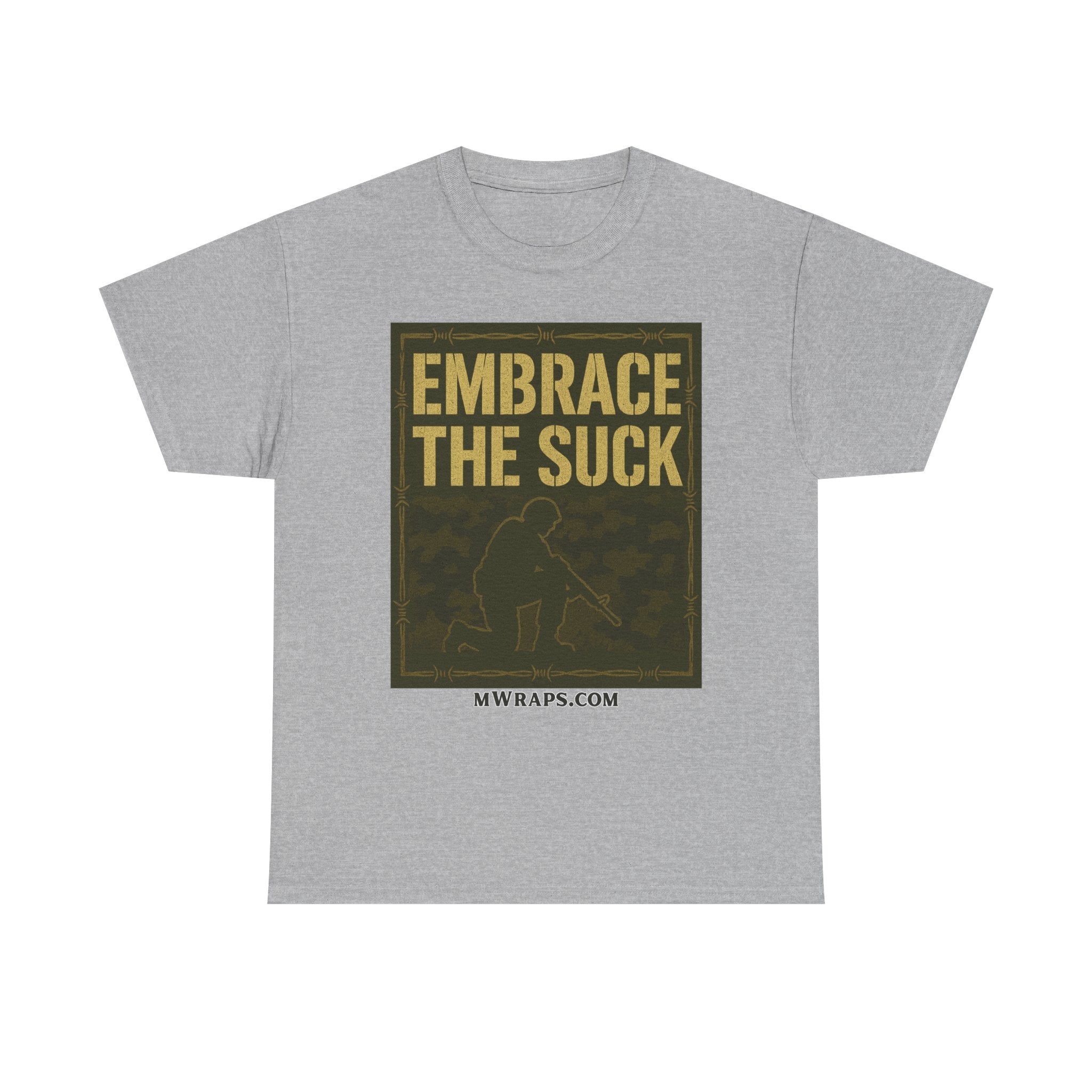 "Embrace The Suck" Military T-Shirt – Tactical Camo Graphic Tee for Veterans & Soldiers