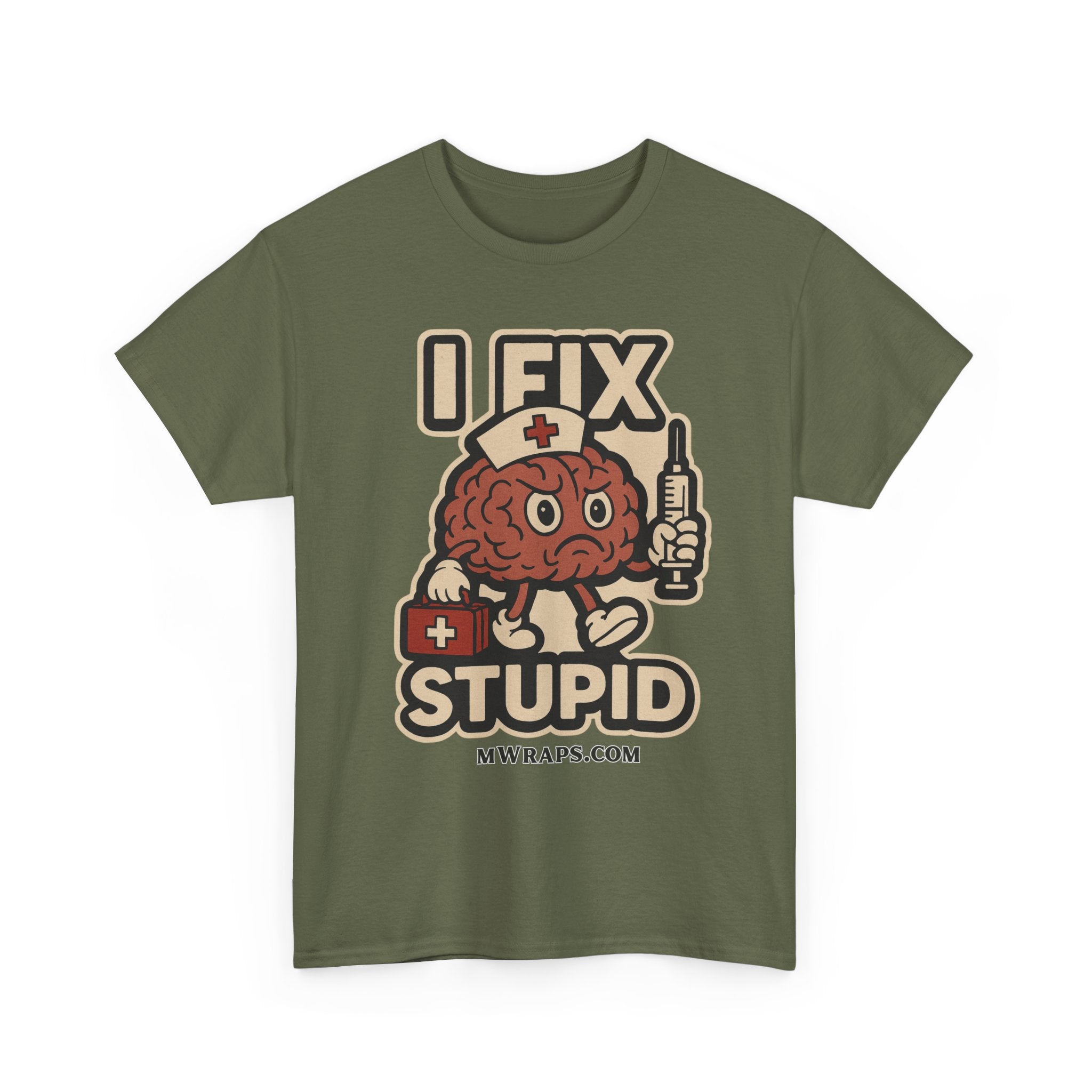 "I Fix Stupid" w/ graphic T-Shirt – Funny Medical Uniform Tee for Nurses, Paramedics & First Responders