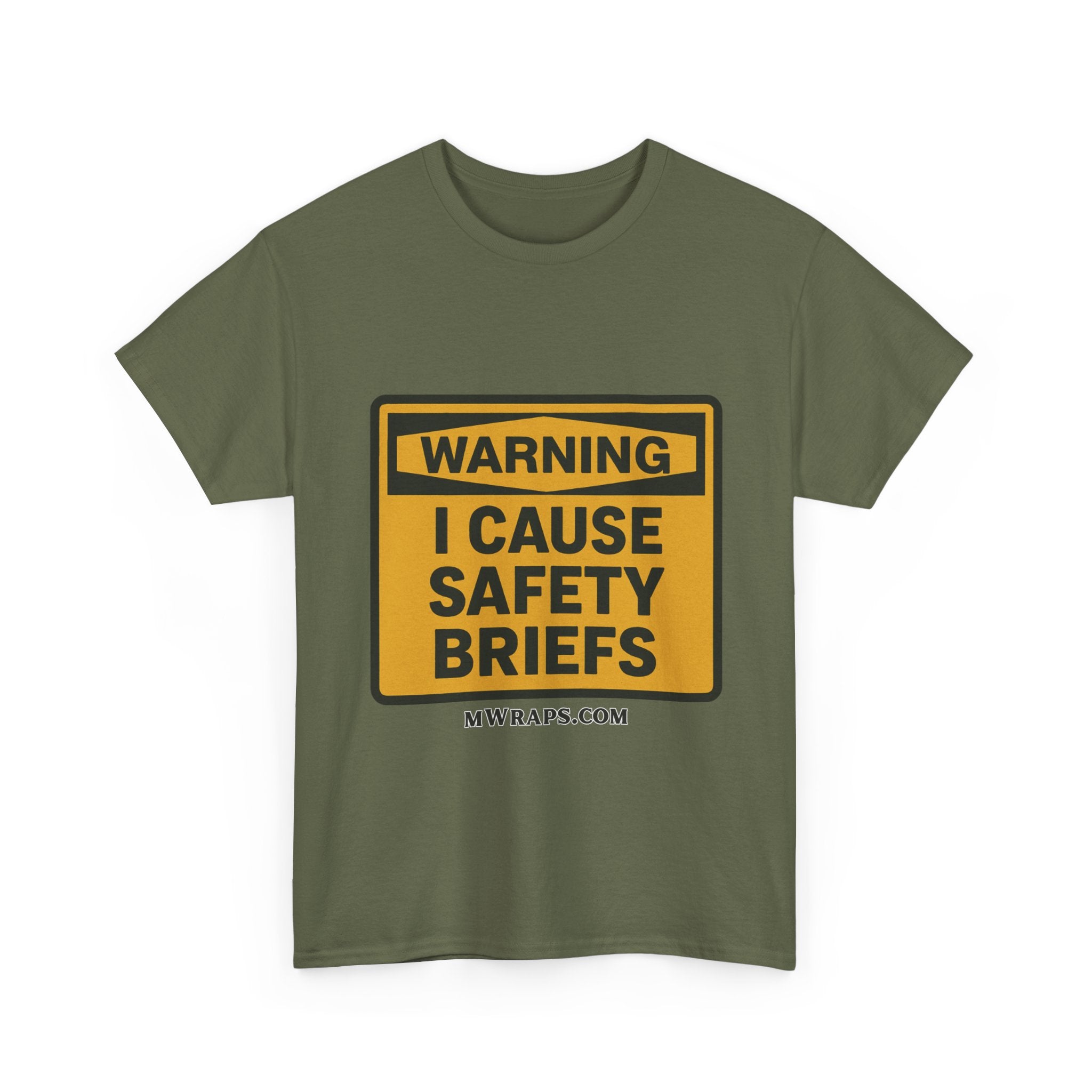 "WARNING I Cause Safety Briefs" T-Shirt Workplace Humor Style Graphic Tee for Men & Women