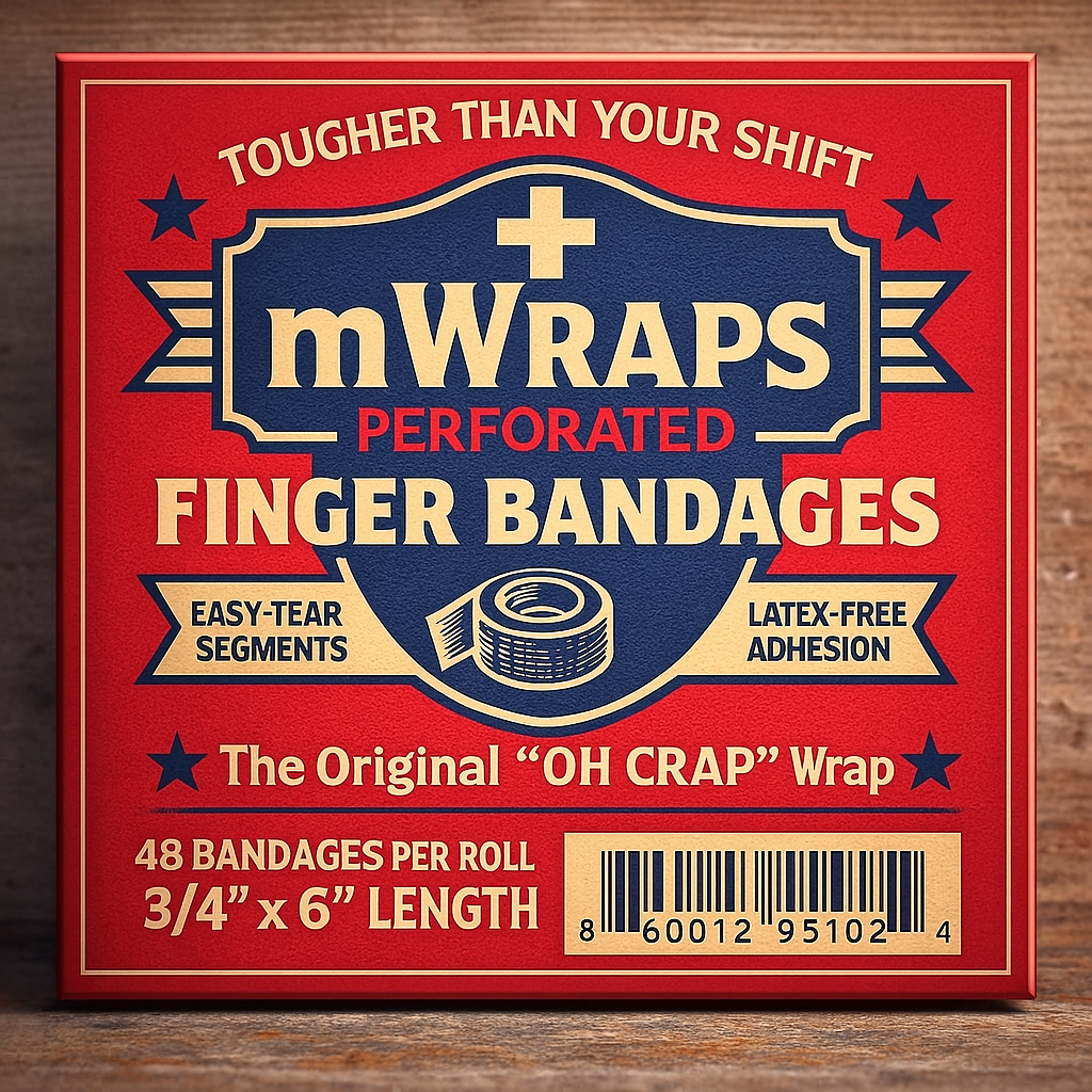 Mwraps ™: Finger Bandages on a Roll – 48 Durable, Extra Long , Latex-Free for Tradesmen & Work